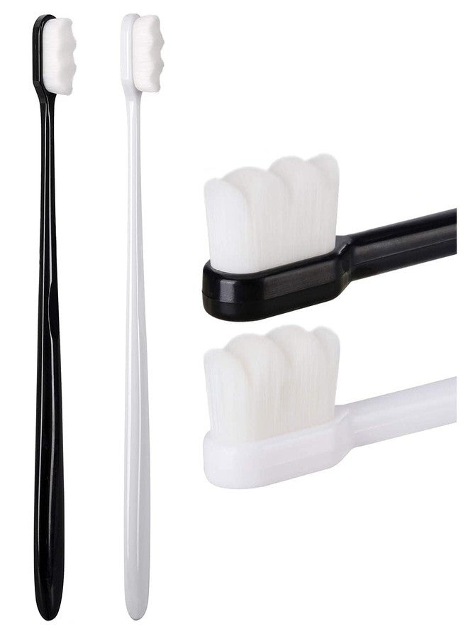 BLINE 4PCS Extra Soft Toothbrush Micro Manual Nano Toothbrush with 20000 Soft Bristle for Pregnant Women, Elderly, Braces and Gum Recessions, Protect Fragile Sensitive Gums (Black & White) - Image 1
